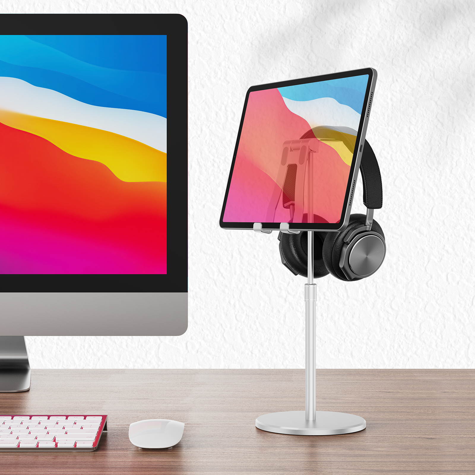 Headphone Stand with Phone Stand 2 In 1,Aluminum Adjustable Desk Table Headset Stand Racks Rest Holder for All Headsets Such as HyperX Gaming Headphones,Beats/Sony/Sennheiser Music Headphones