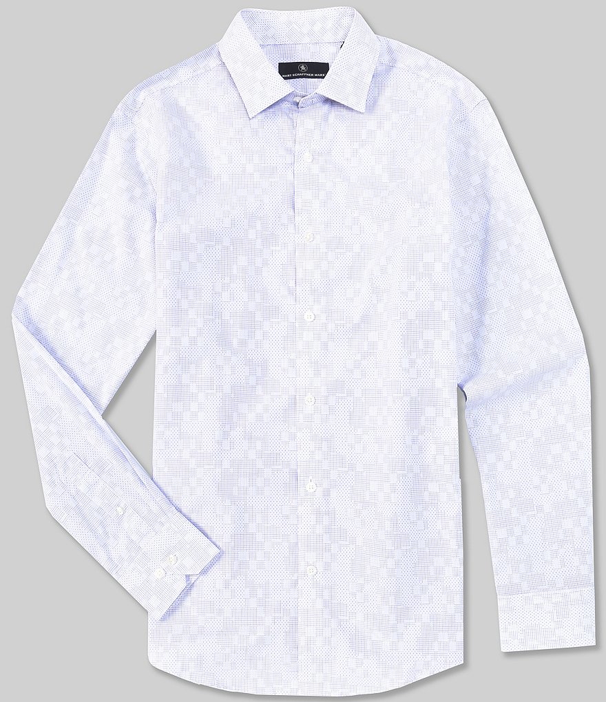 Hart Schaffner Marx Long Sleeve Spread Solid Dot Dobby Sportshirt