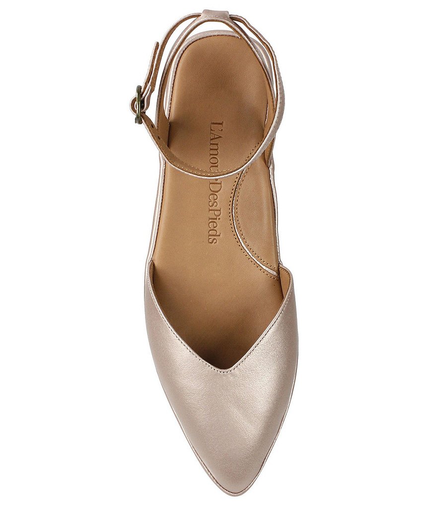 L'Amour Des Pieds Moona Leather Ankle Strap Flats