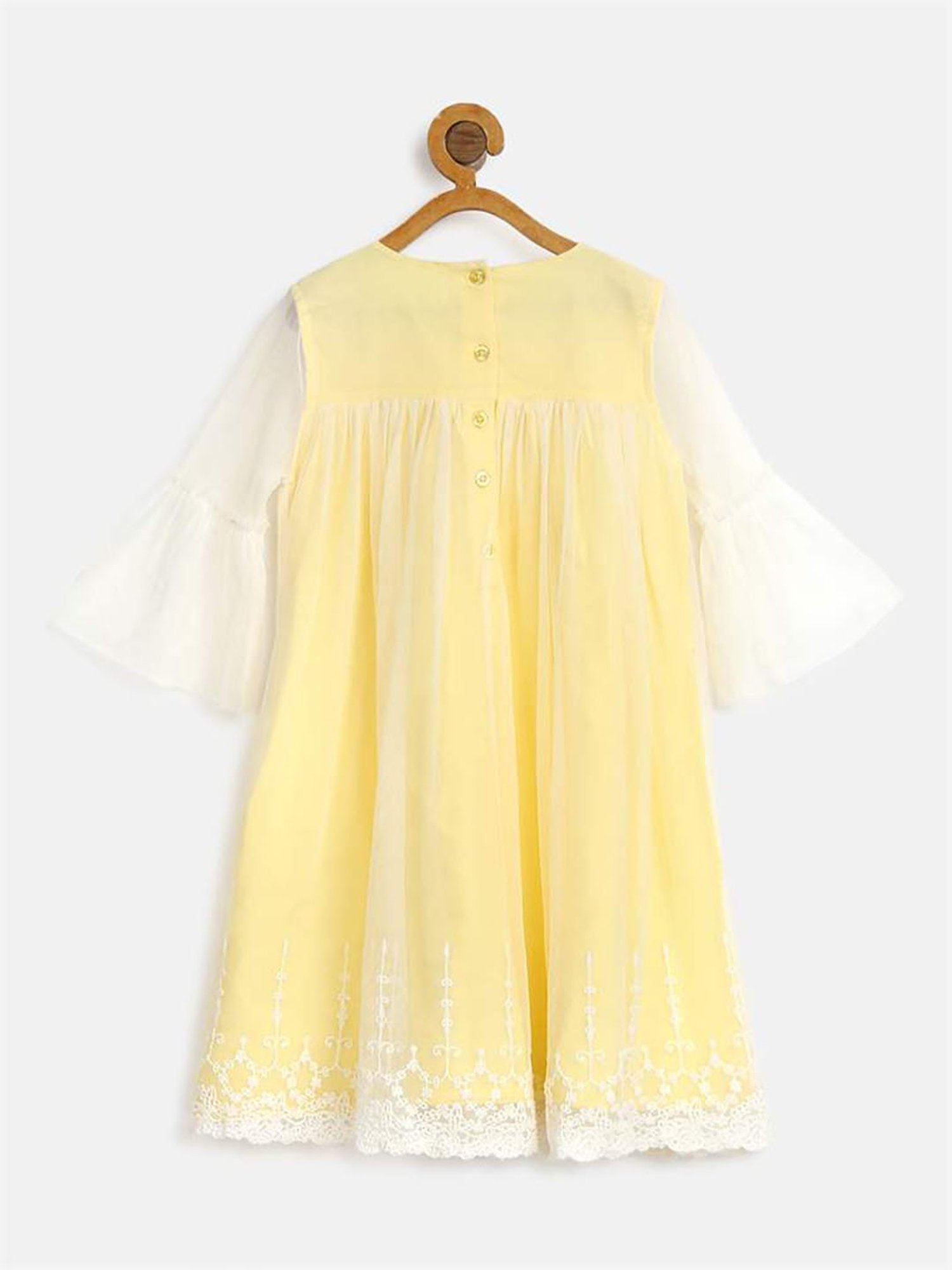 H by Hamleys Girls Yellow Self Design Dress