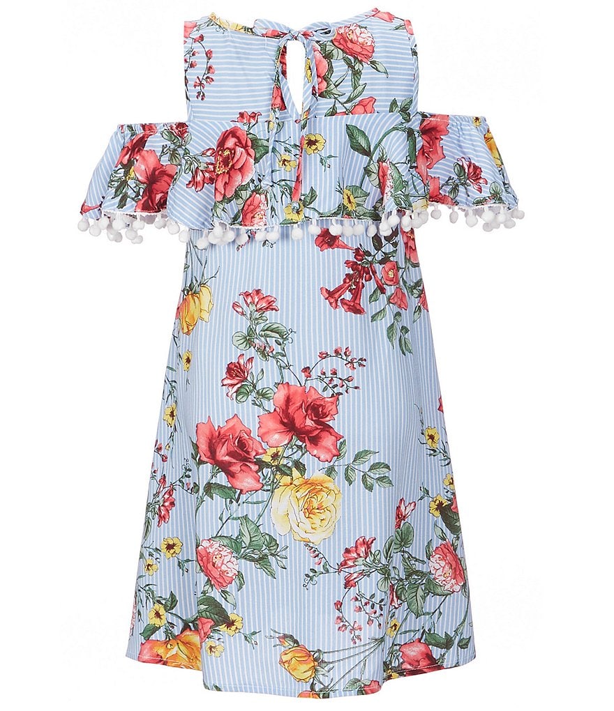 Ava & Yelly Big Girls 7-16 Floral/Stripe Flounce Shift Dress