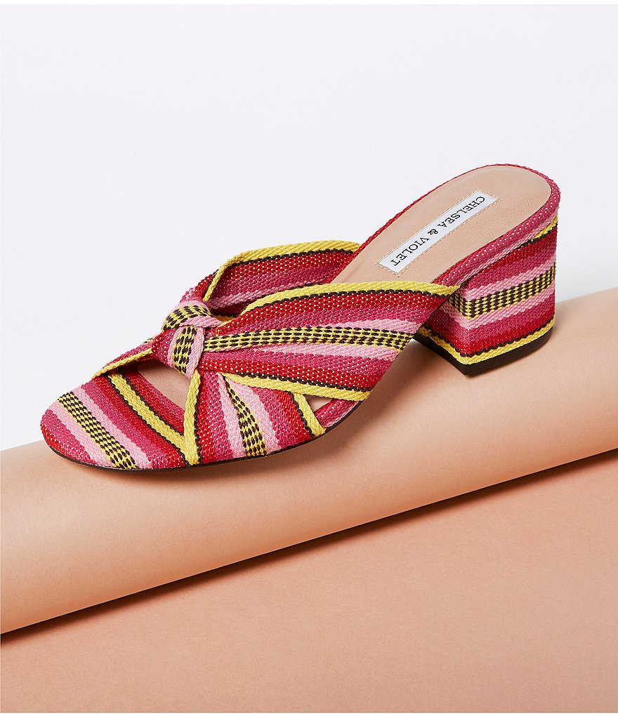 Chelsea & Violet Gia Knot Stripe Printed Mules