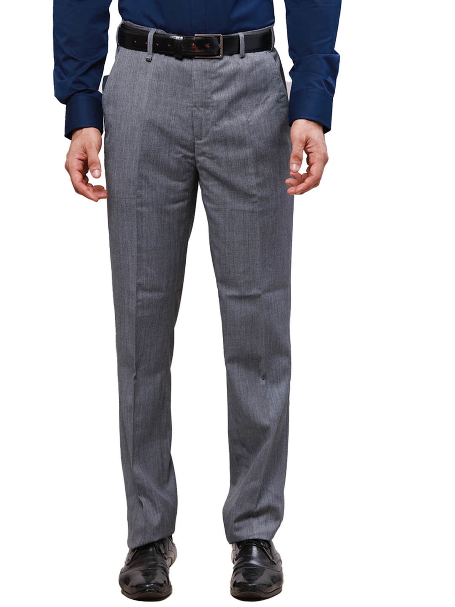 Raymond Grey Contemporary Fit Self Pattern Trousers