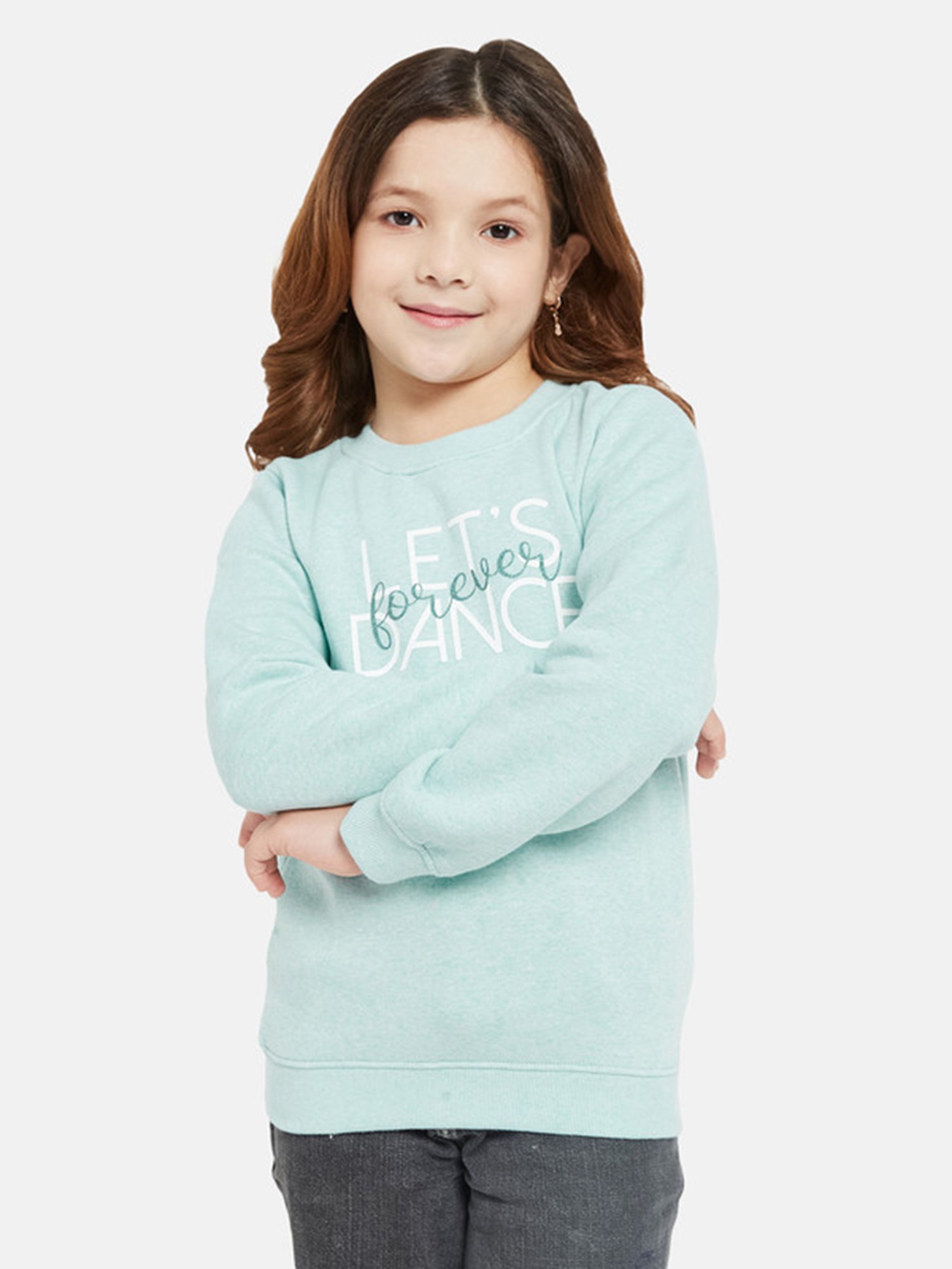 METTLE Kids Aqua Blue Printed Full Sleeves Sweatshirt