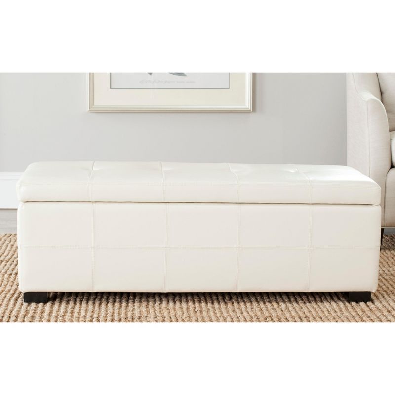 Maiden Tufted Storage Bench Lg - Flat Cream - Safavieh