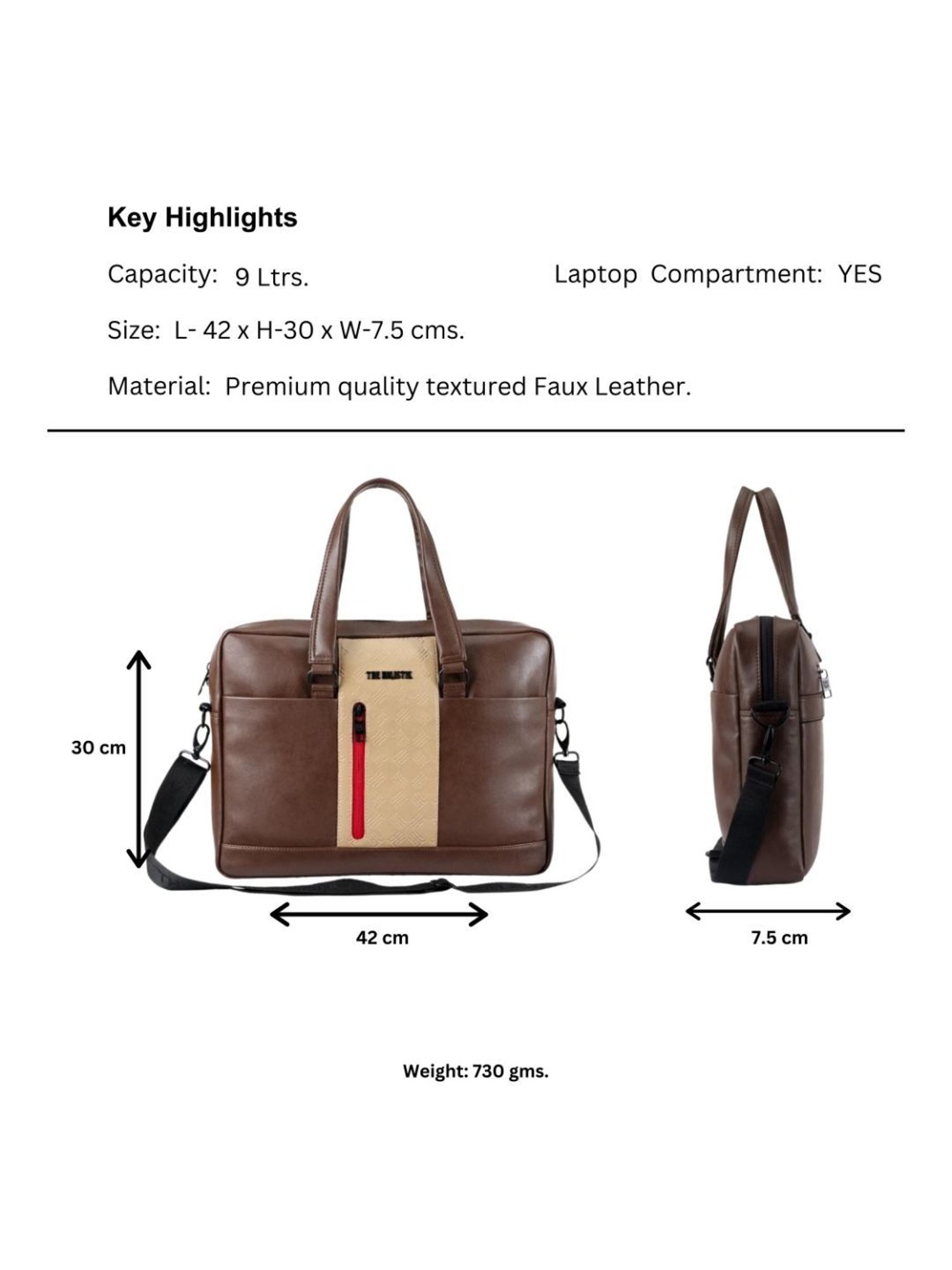 THE HOLISTIK Clever Brown & Beige Medium Laptop Messenger Bag - 9.45 inches