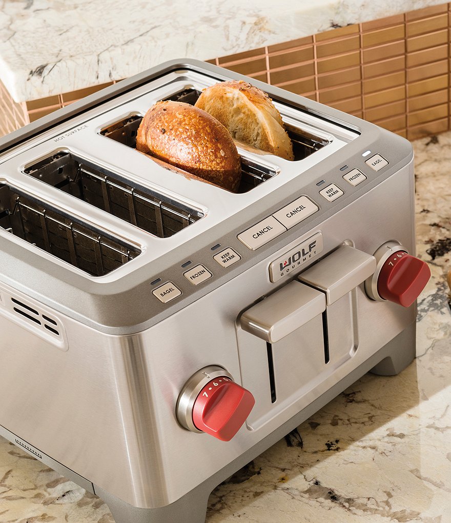 Wolf Gourmet 4-Slice Toaster With Red Knobs