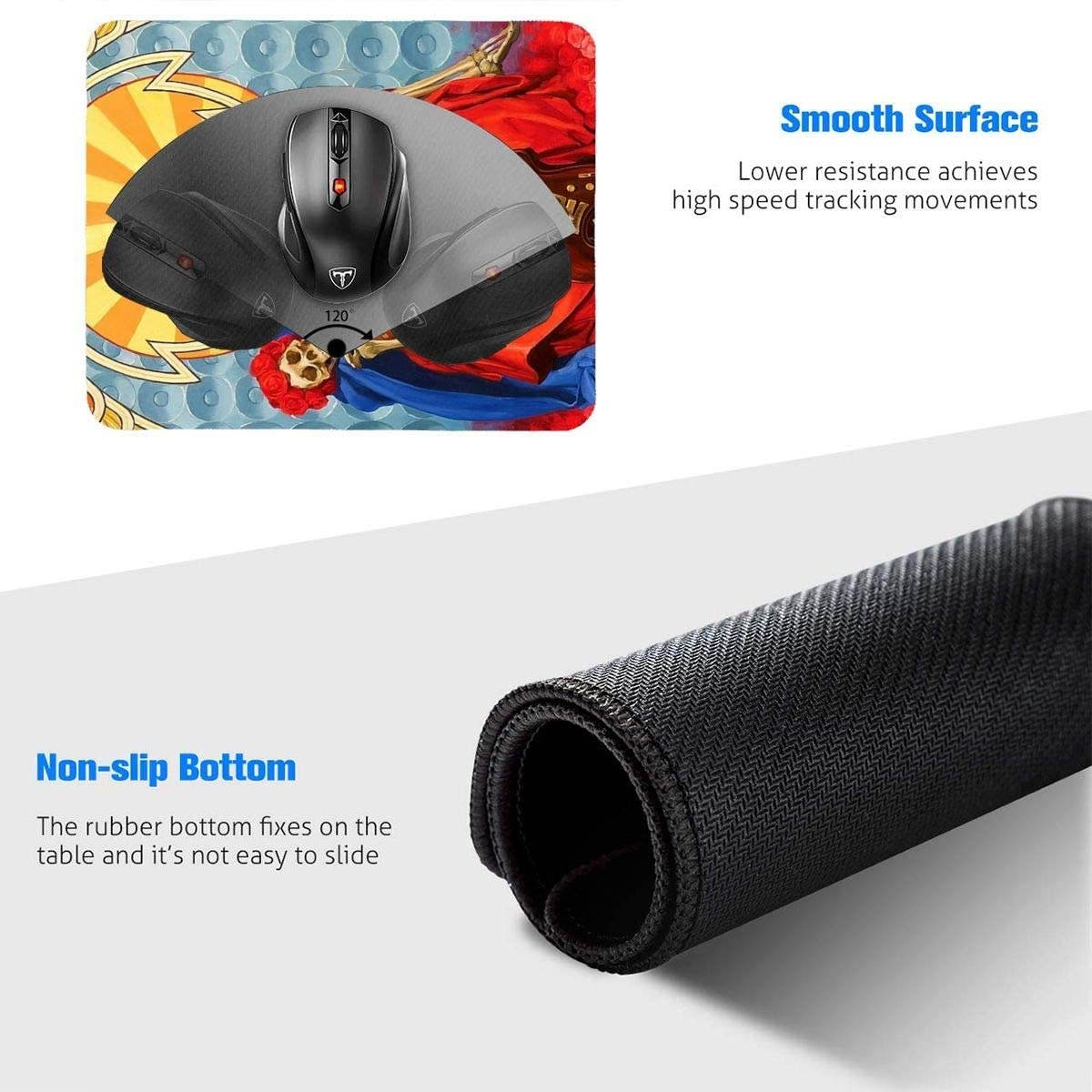 Grate-ful Dead Mouse Pad Dancing Bear Printed Mousepad Colorful Gaming Mouse Pads Non - Slip Rubber Base for Computer Game 7.1x8.7 in/18x22 cm