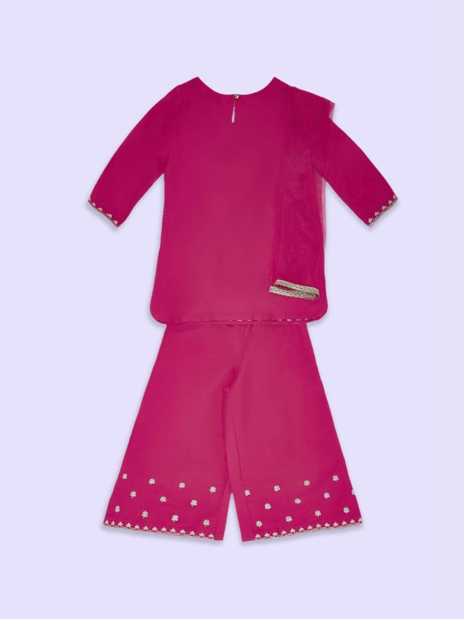 Akkriti by Pantaloons Kids Fuchsia Pink Embroidered Kurta Set