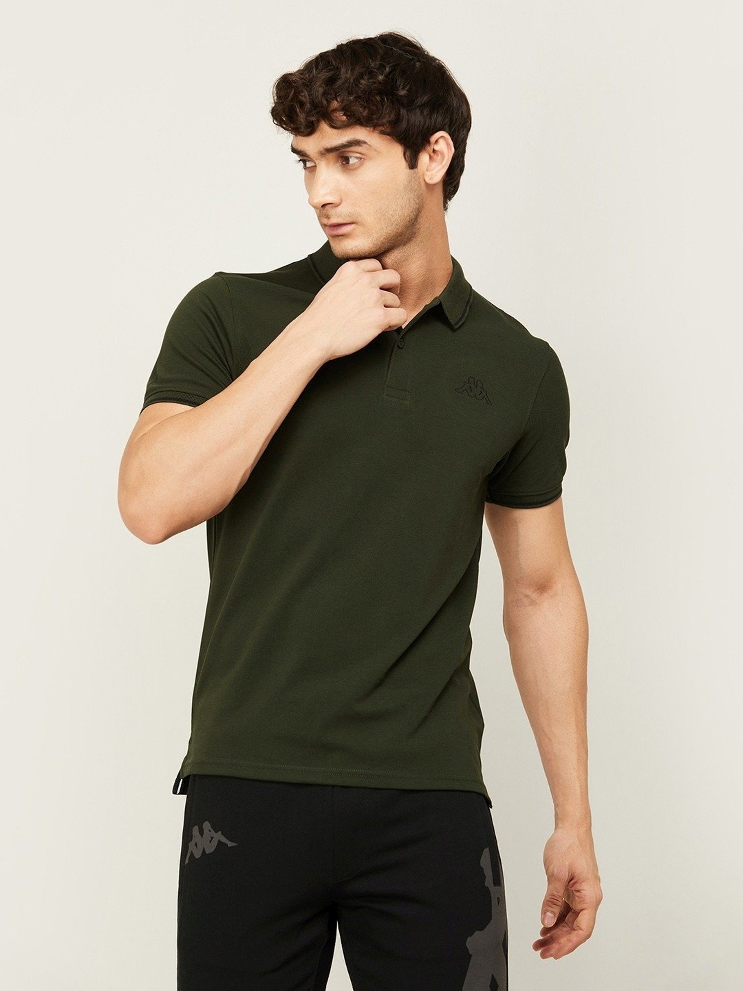 KAPPA Dark Olive Regular Fit Polo T-Shirt