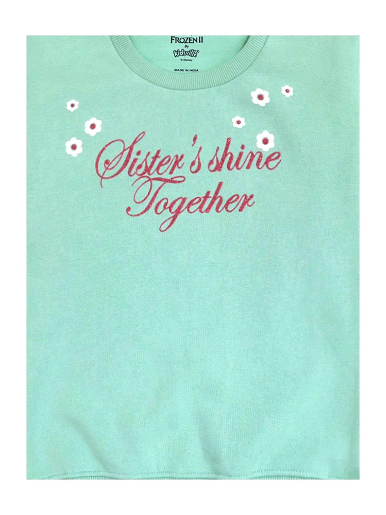 Kidsville Frozen Printed Regular Fit Green Sweatshirt For Girls
