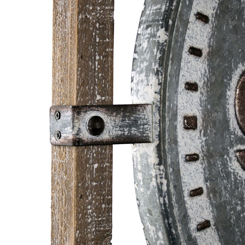 27" Wood Framed Metal Wall Clock Whitewashed Gray - American Art Decor