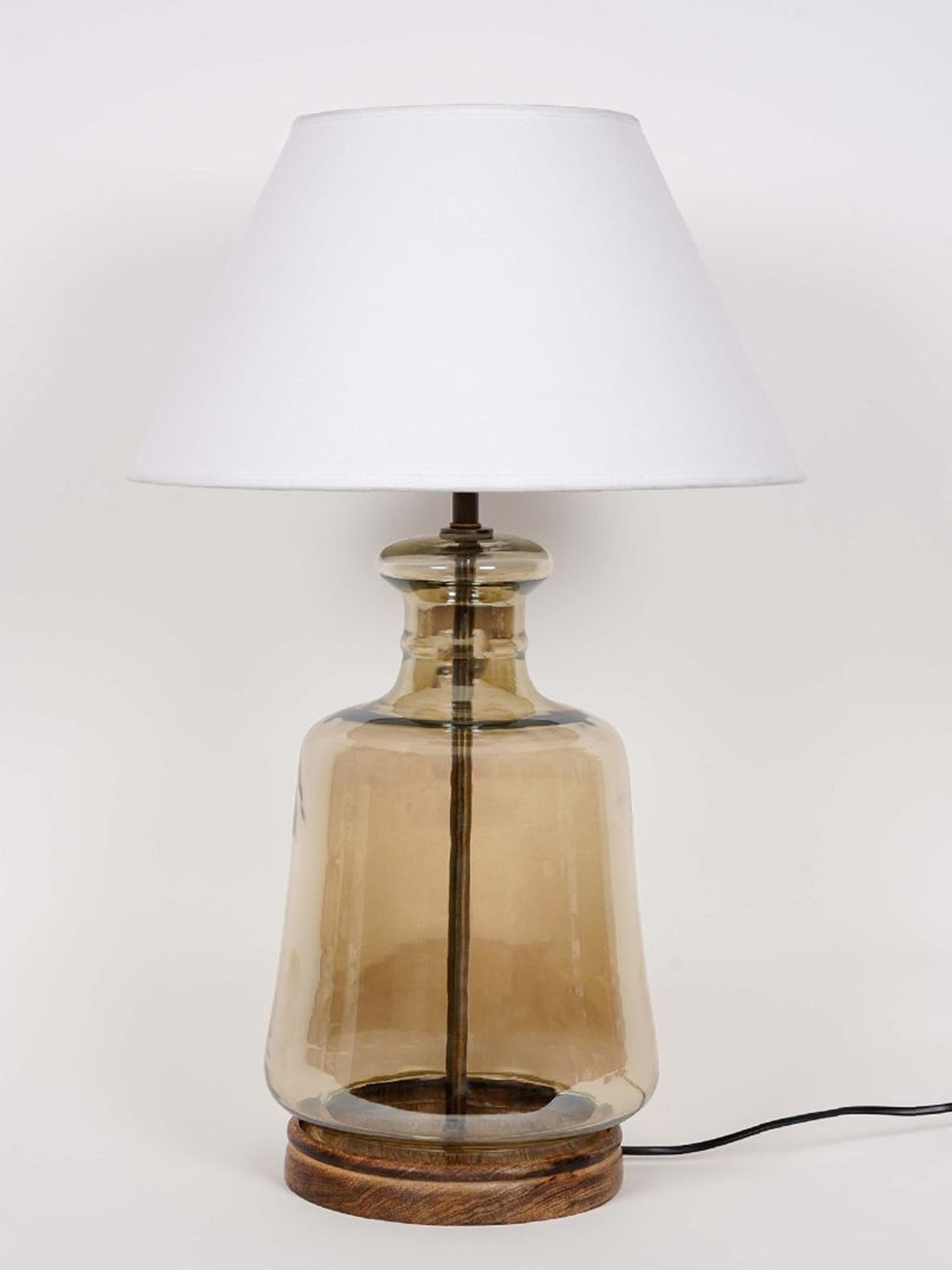 Kapoor Lamp Shades Smoke & Burnt Glass Paola & Cotton Shade Table Lamp