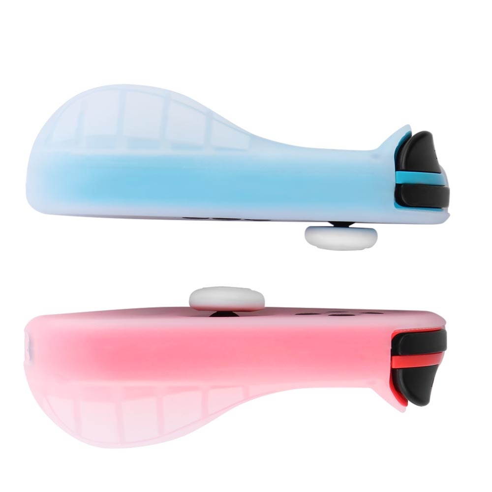 Nintendo Switch Joy-Con Grip Gel Guards with Thumb Grips Caps - Protective Case Covers Anti-Slip Ergonomic Lightweight Design Joy Con Comfort Grip Controller Skin Accessories (1 Pair Neon White)