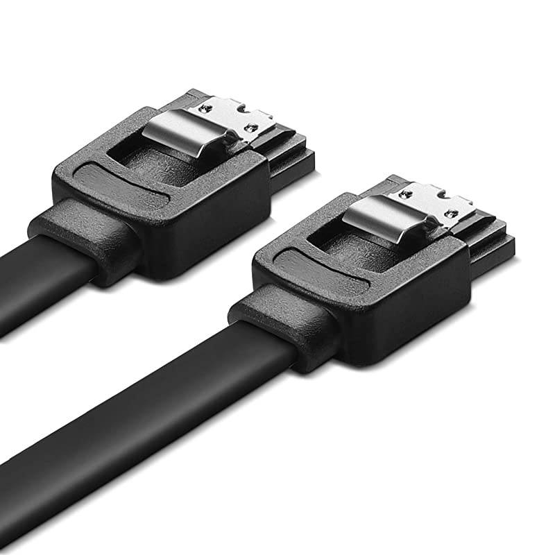 SATA Cable III 6Gbps HDD SDD Data Cable (15 Inch Blue, 3 Pack), 8-pin 6.0 Gbps SATA 3 Cable with Straight Connector & Locking Latch Wire Cord Plug for SATA HDD, SSD, CD Driver, CD Writer