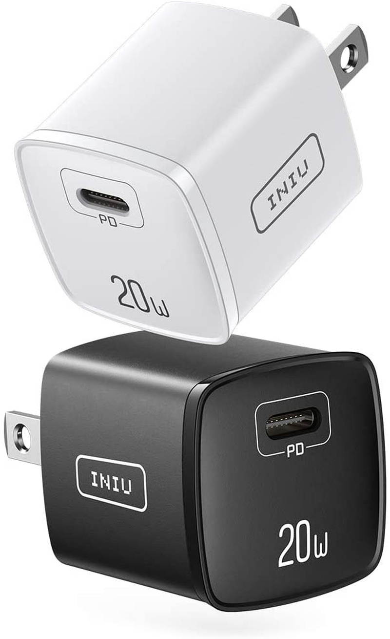 ?2 Pack? USB C Charger, INIU Smallest 20W PD Fast Charge Wall Charger, Quick Charge Power Adapter Plug Compatible with iPhone 12 Mini 11 Pro SE XR XS X 8 Samsung S20 Note 20 iPad AirPods Magsafe etc.