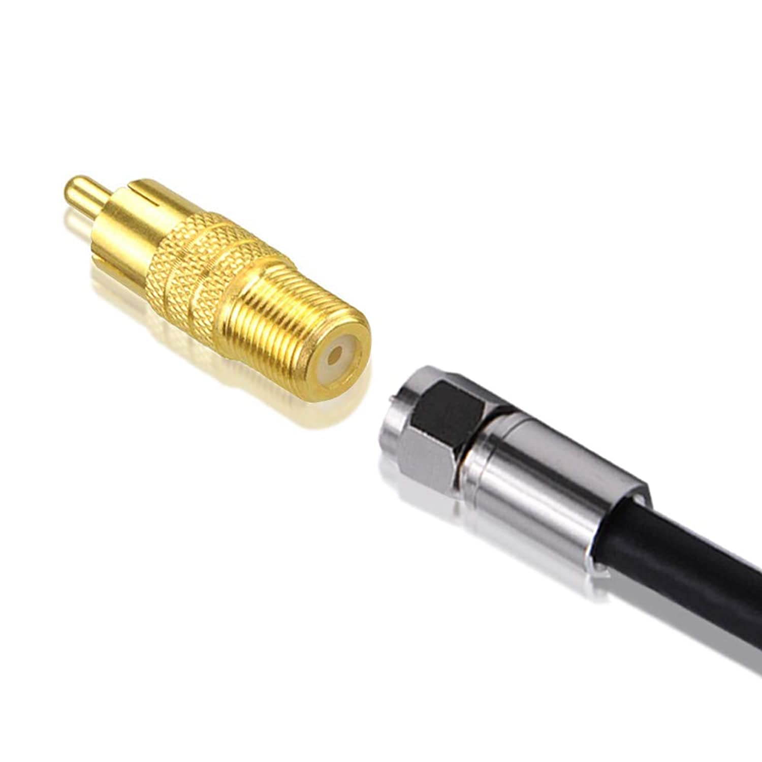 VCE 2-Pack F Type Female to RCA Male Coaxial Cable Audio Adapter Connector,Gold Plated