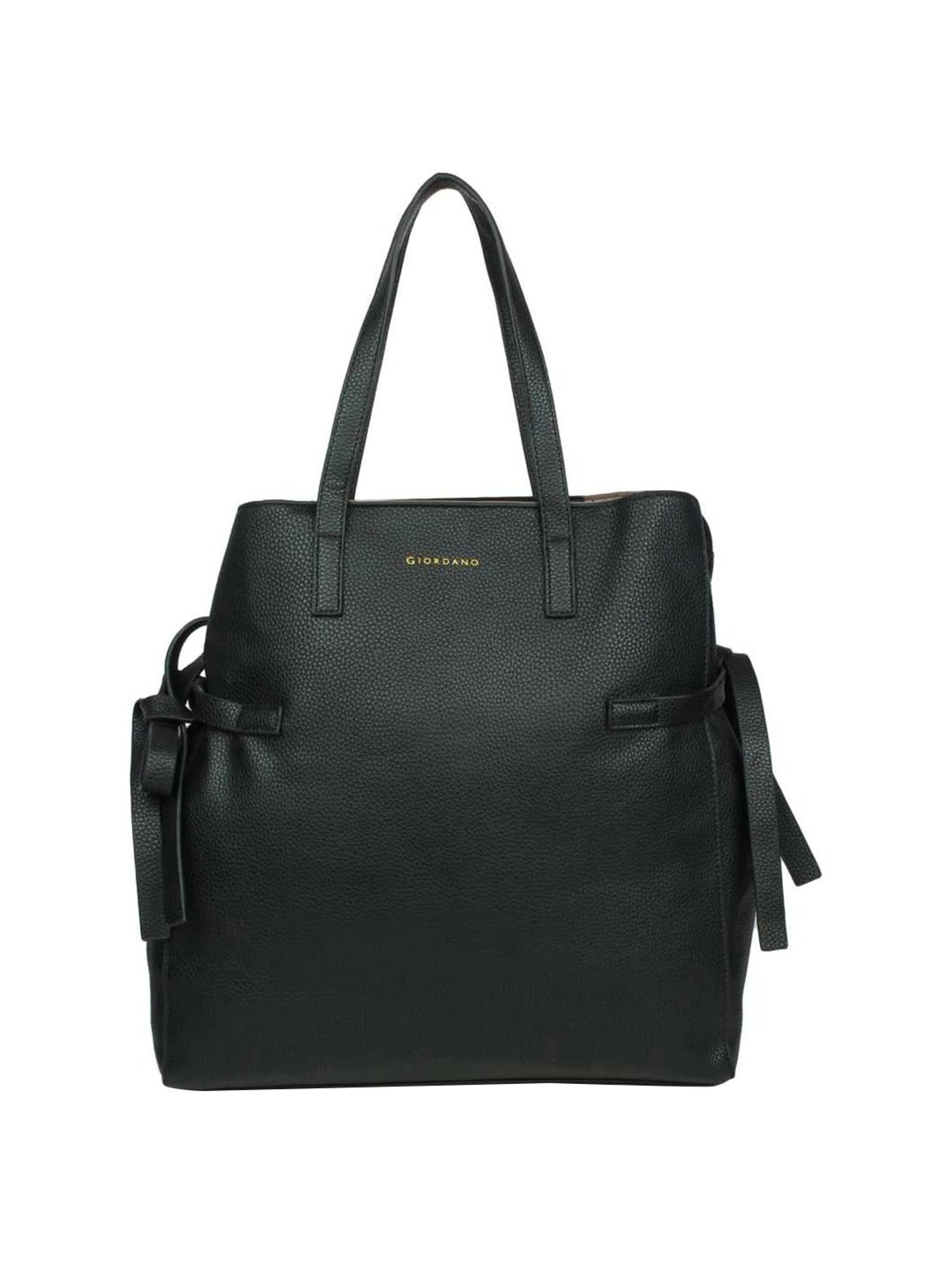 Giordano Black Textured Medium Tote Handbag