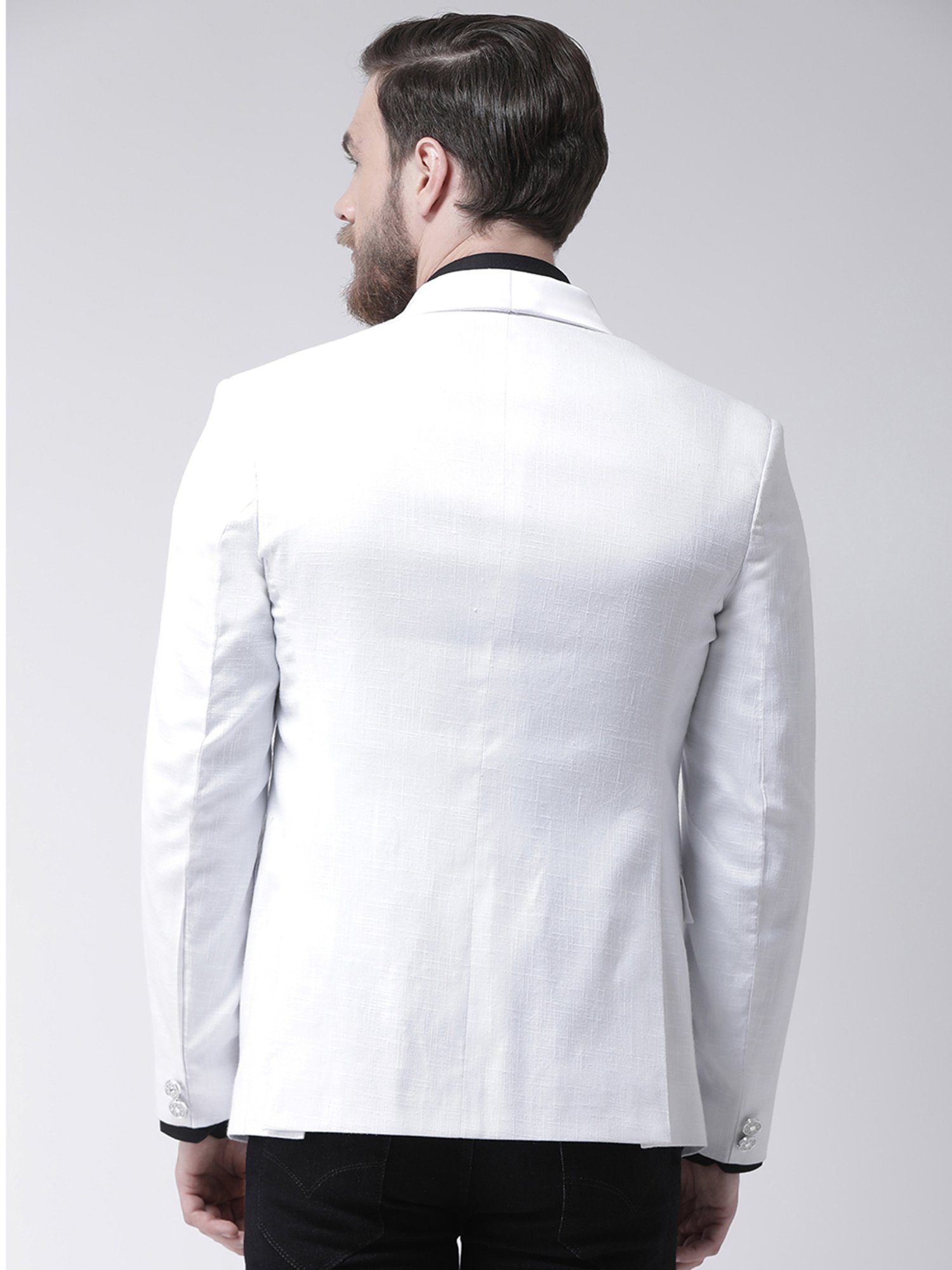 Hangup Plus White Regular Fit Shawl Collar Blazer
