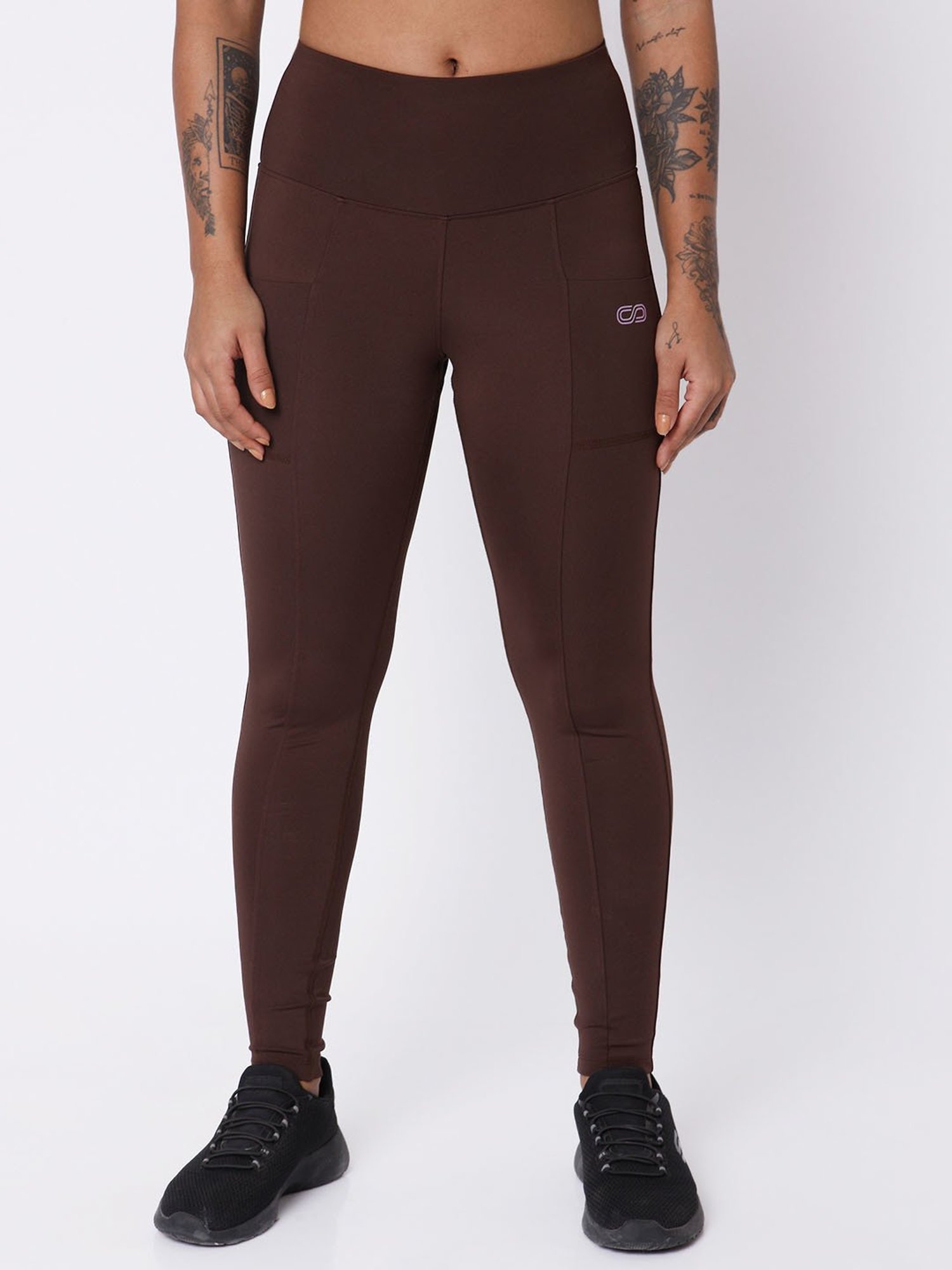 SILVERTRAQ Brown Logo Print Leggings