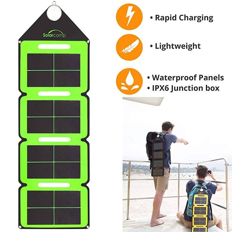 Solympic Hue &ETH; Portable Waterproof Flexible Folding Charger with CIGS Panels &ETH; 76W Dual USB Charging Ports &ETH; for Quickly Charging Electronic Devices Green