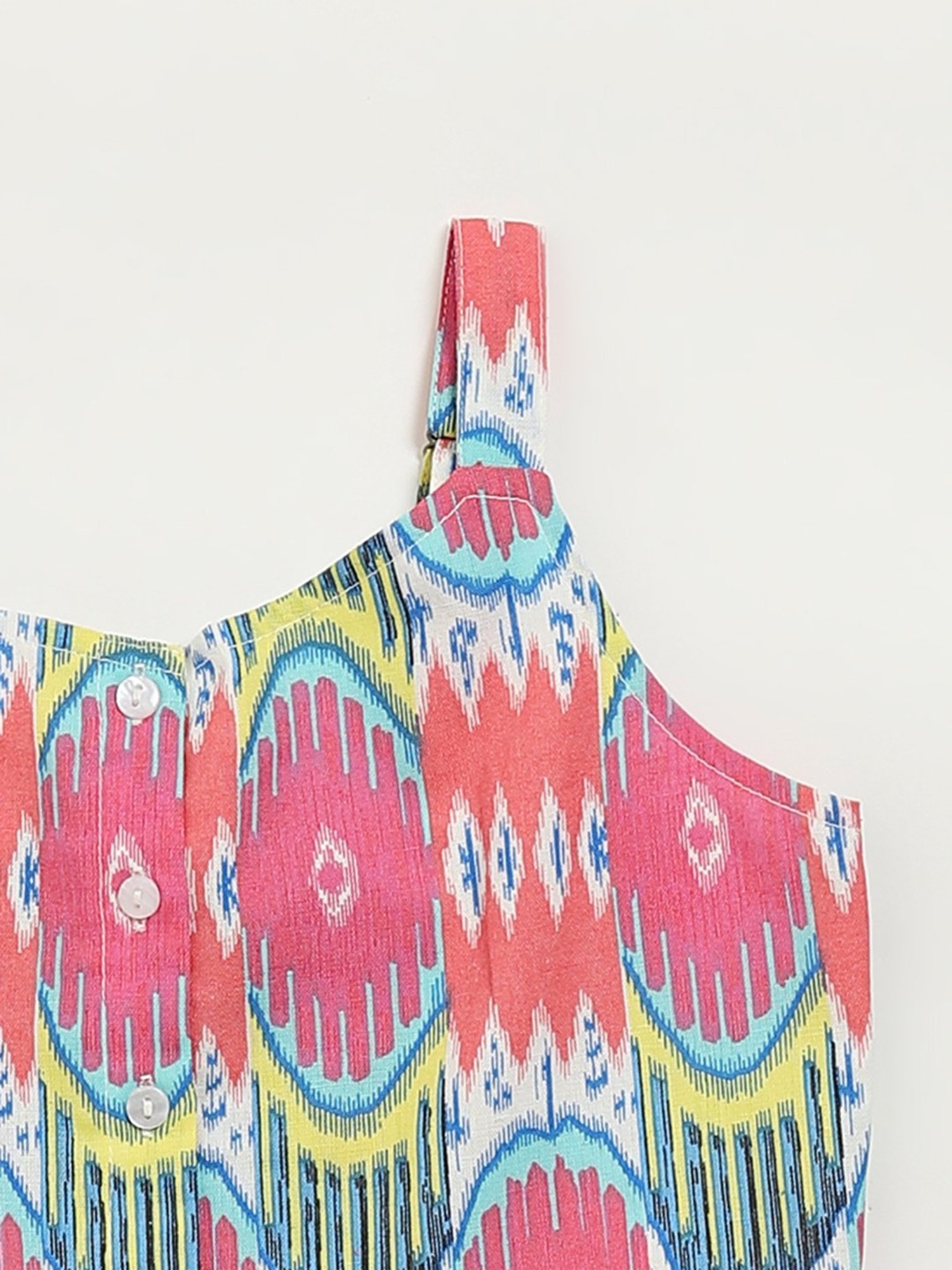 Utsa Kids by Westside Pink Ikat Printed Cotton Blend Top