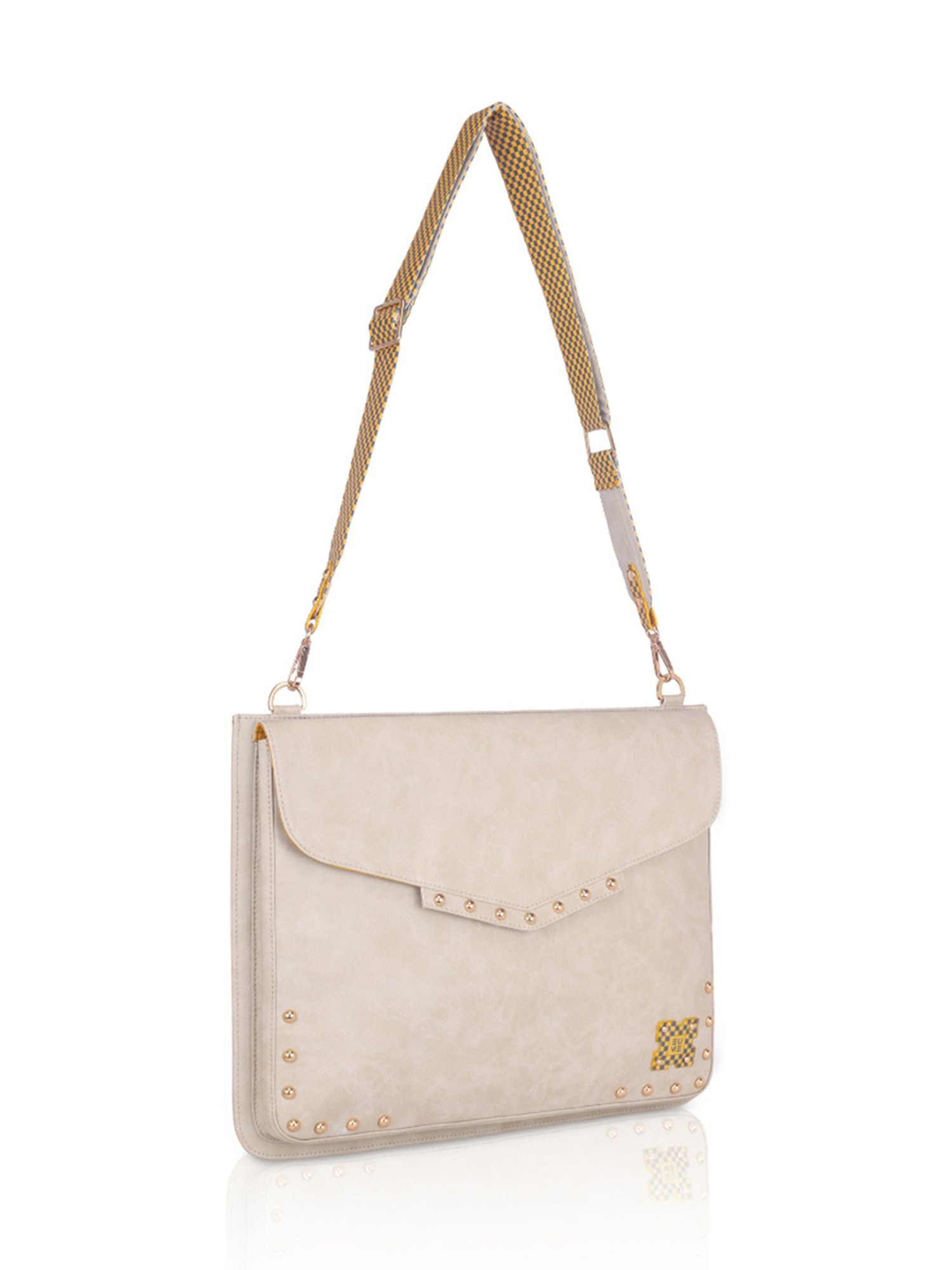 Eume Sage Off white Leather Laptop Messenger Bag