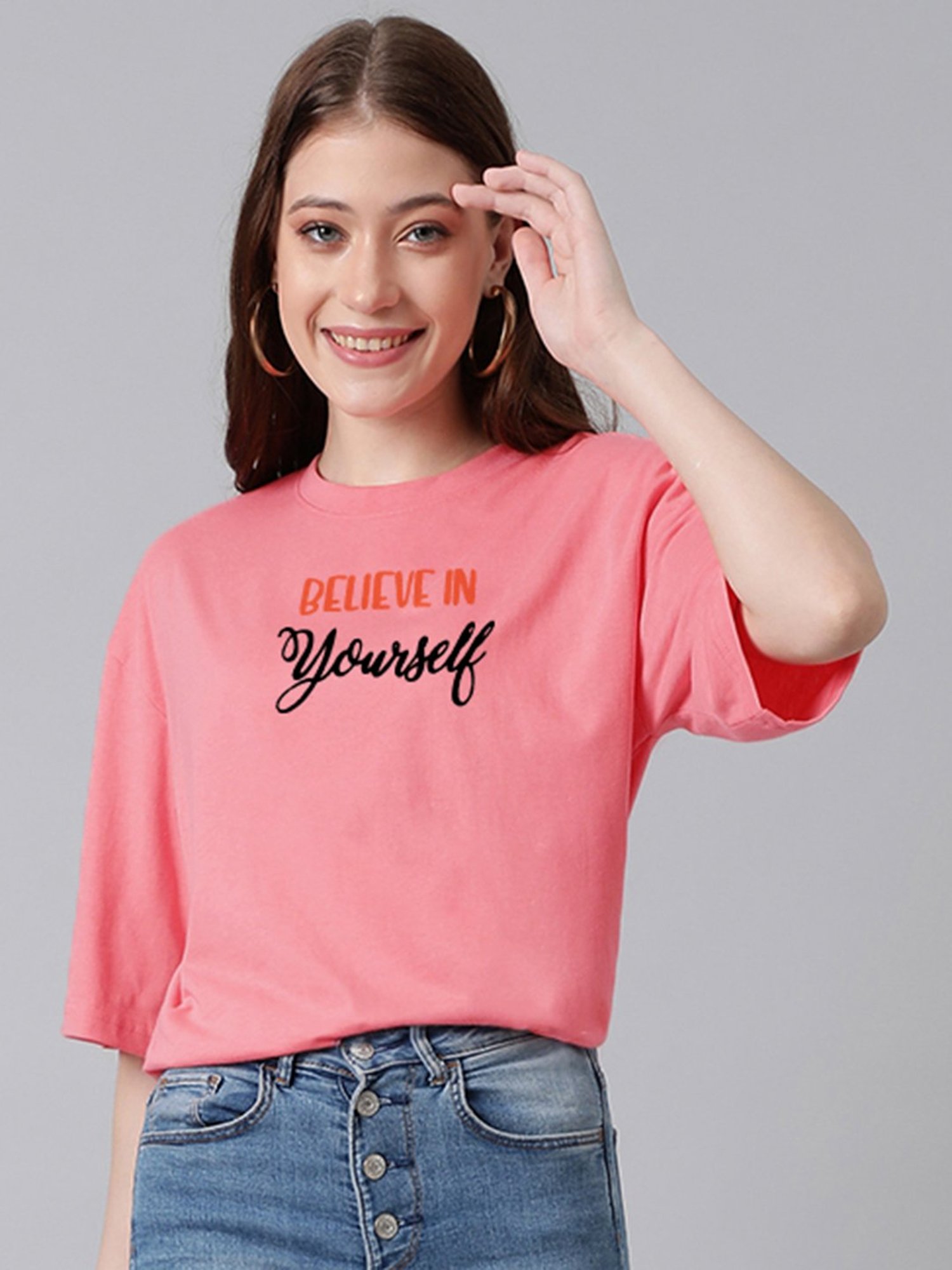 Kotty Pink Graphic Print Oversized T-Shirt