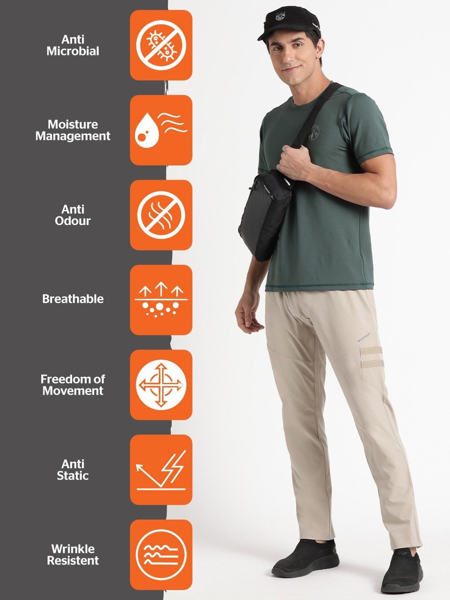 Wildcraft Khaki Regular Fit Printed Trackpants