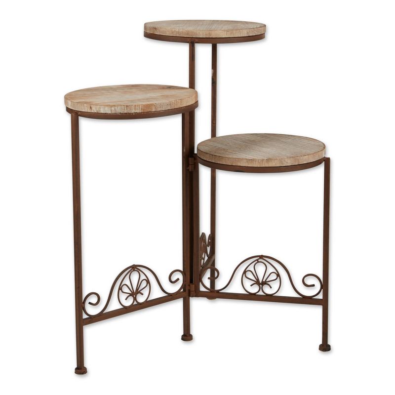 15" Indoor/Outdoor Iron Rustic Triple Planter Stand Brown - Zings & Thingz