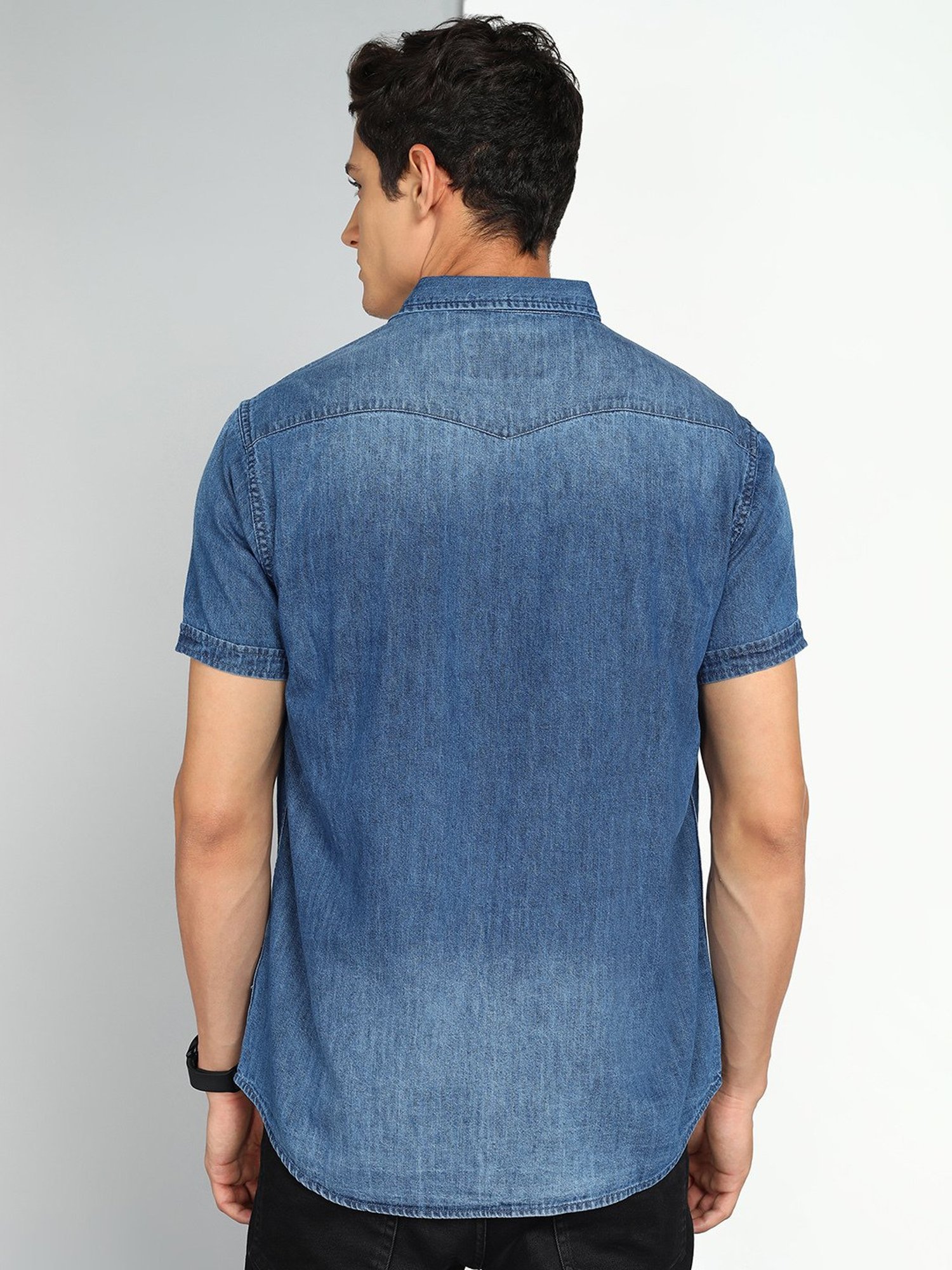 Kuons Avenue Blue Slim Fit Denim Shirt