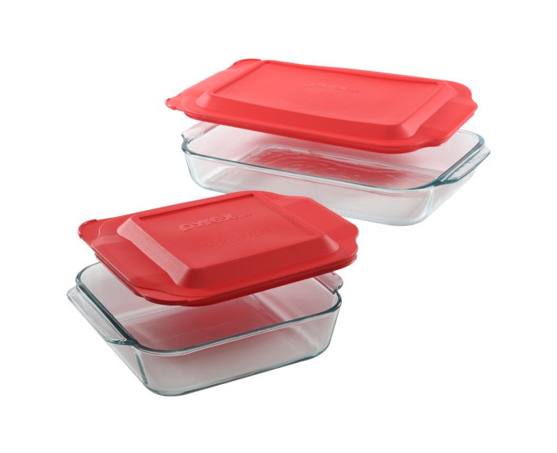 Pyrex 4pc Bakeware Value Set Red