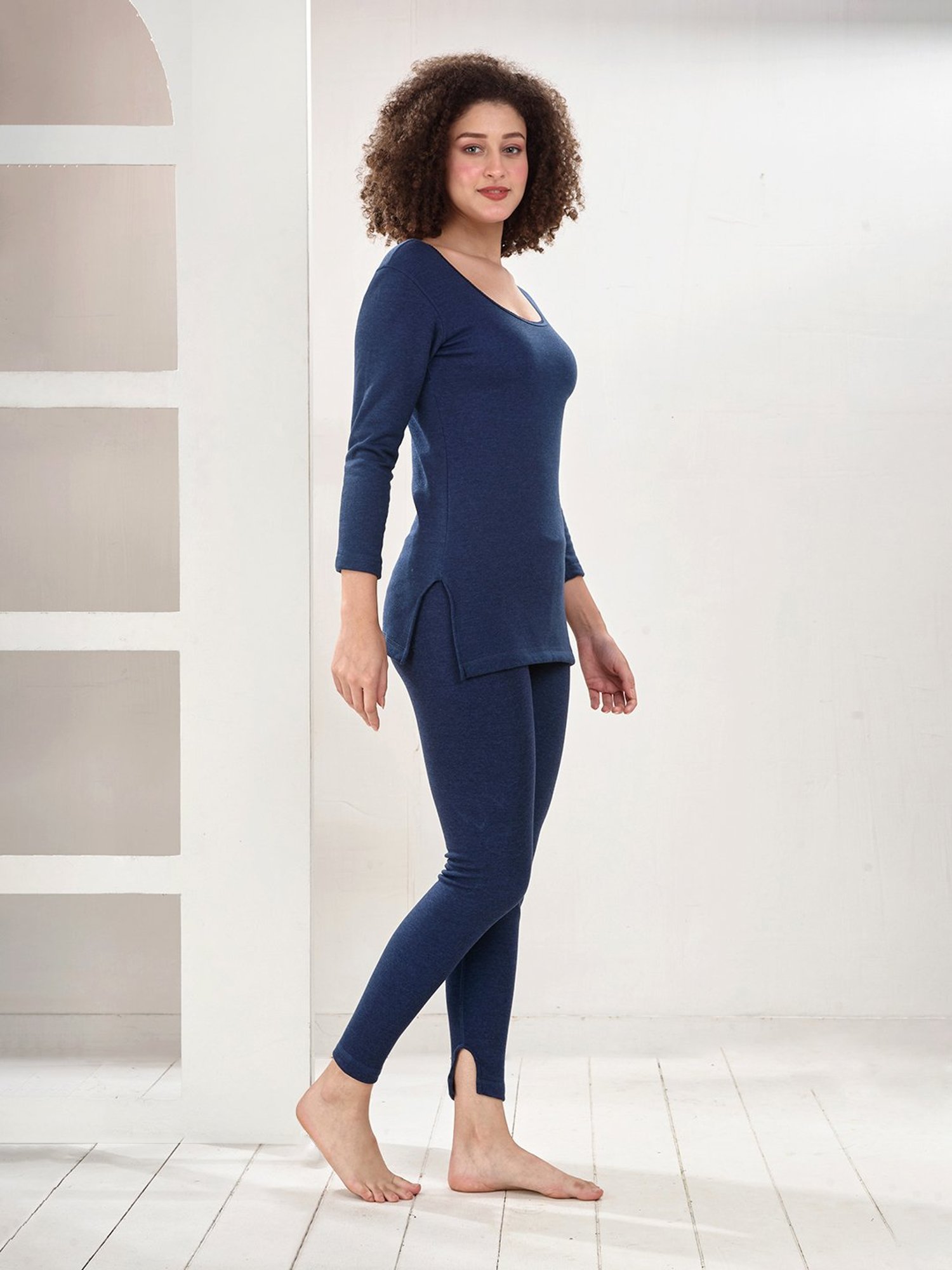 LUX Inferno Navy Plain Top Leggings Set