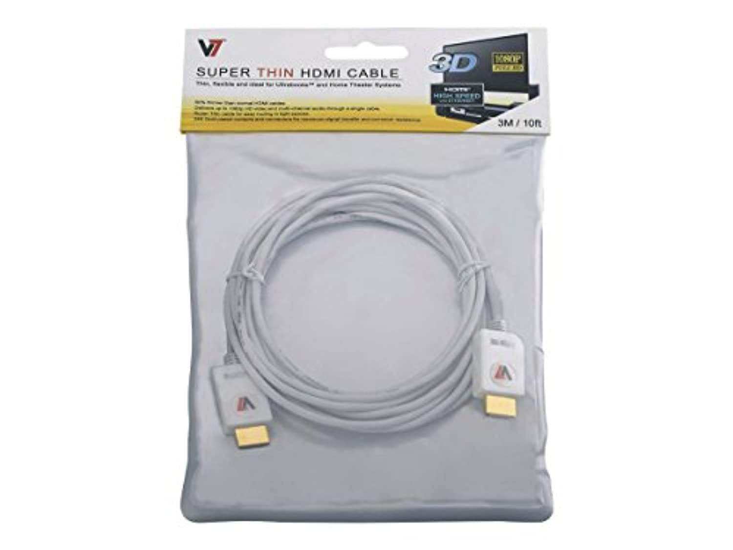 V7 V7N2HDMI4S-03M-WH 9.8 ft. Super Thin HDMI Cable
