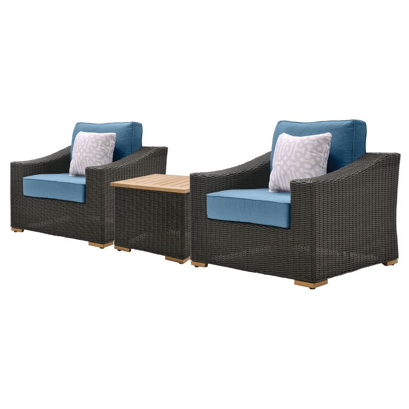 New Boston 3pc Seating Set Gray Frame Sunbrella Spectrum Denim Fabric - La-Z-Boy