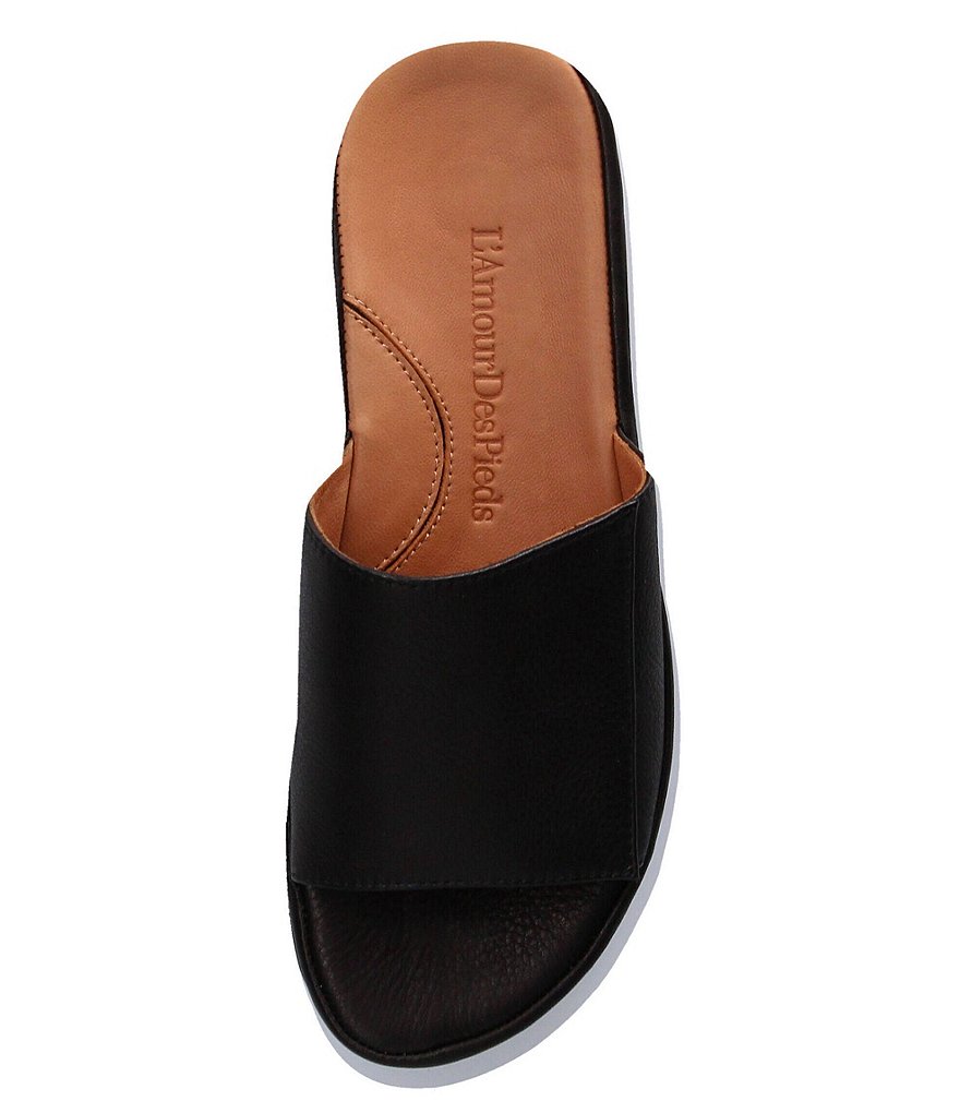L'Amour Des Pieds Vester Leather Wedge Slides