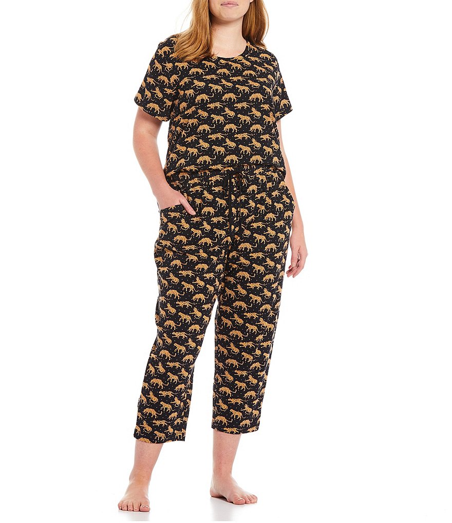 Sleep Sense Plus Leopard Print Jersey Knit Coordinating Sleep Tee