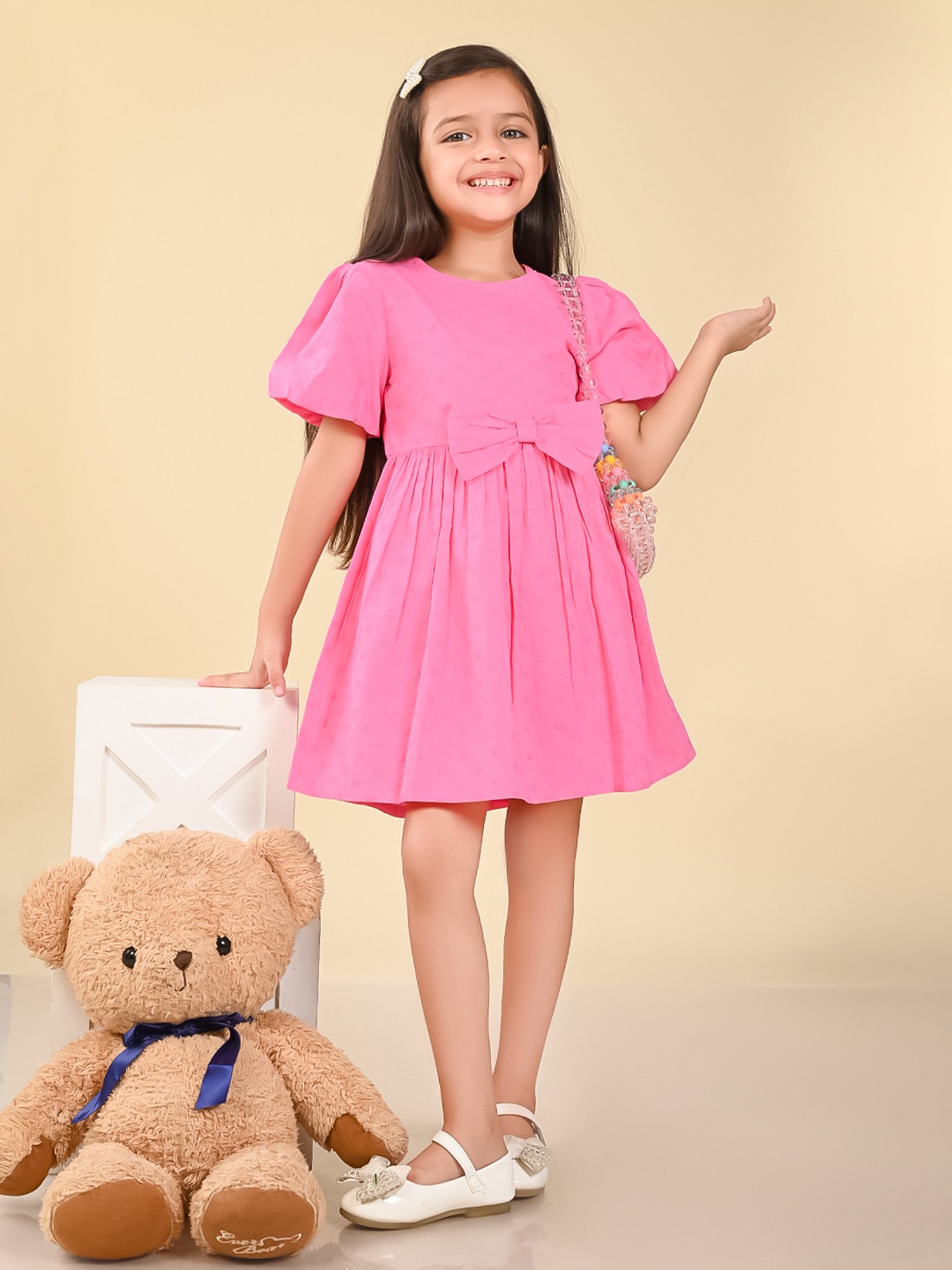 LilPicks Kids Pink Embroidered Dress