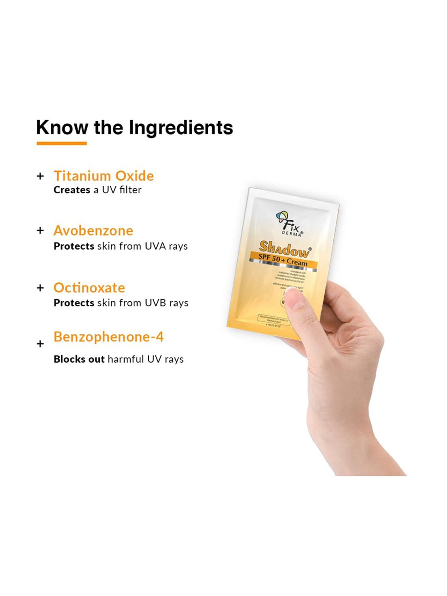 Fixderma Shadow SPF 50+ PA+++ Cream - 10 gm