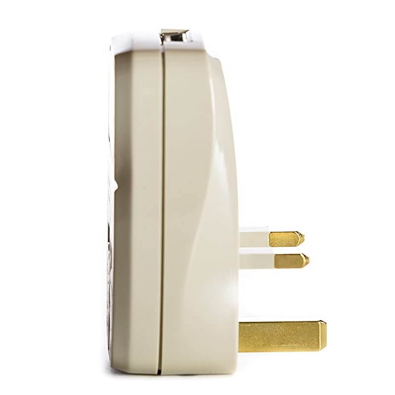 3 in 1 UK Travel Adapter Plug with USB and Surge Protection Grounded Type G Great Britain Hong Kong Singapore More