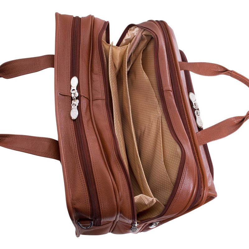 McKlein 15" West Town Pebble Grain Calfskin Leather Detachable Wheeled Laptop Bag - Brown