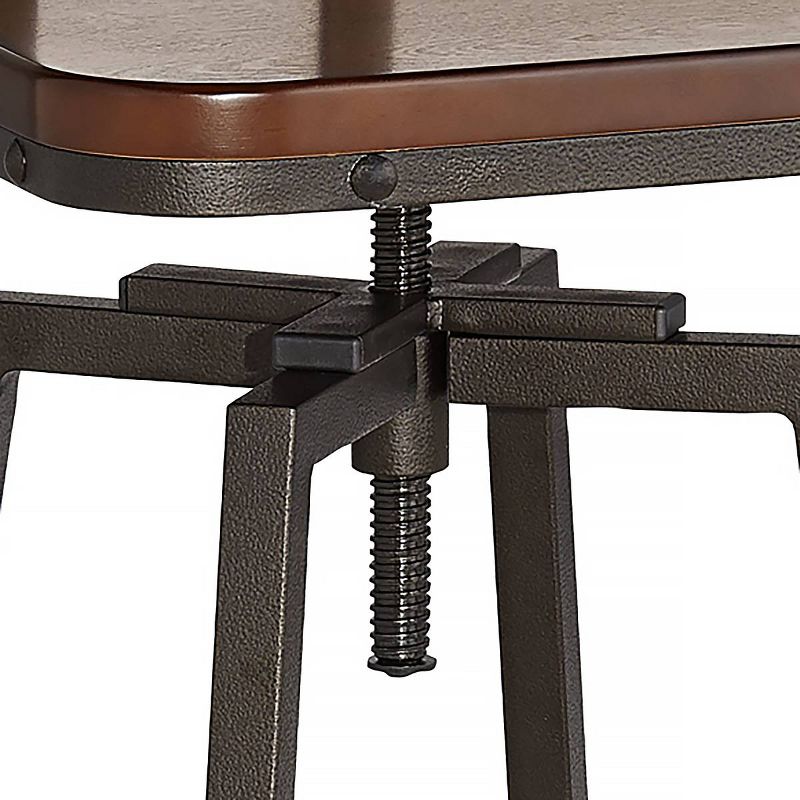 Elm Lane Roark Dark Wood and Bronze Adjustable Swivel Barstool