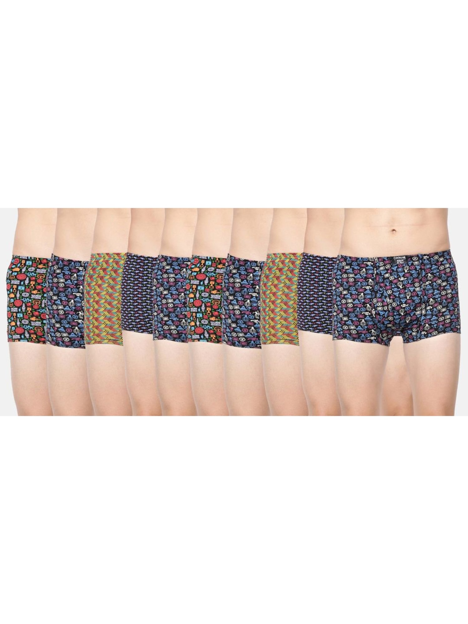 Dollar Bigboss Multicolored Cotton Regular Fit Printed Trunks (Pack of 10)