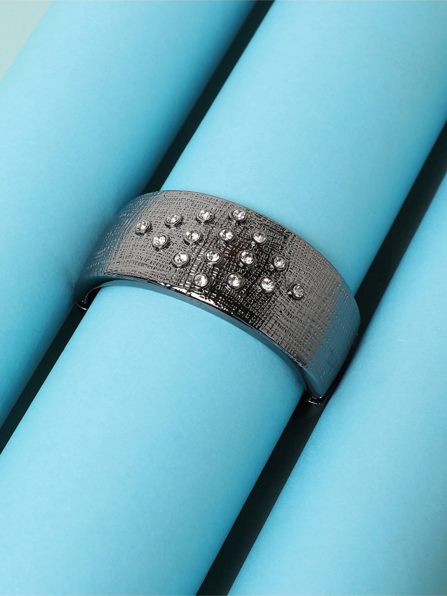 Sohi Crystal Rhombus Dark Silver Bracelet for Women & Girls