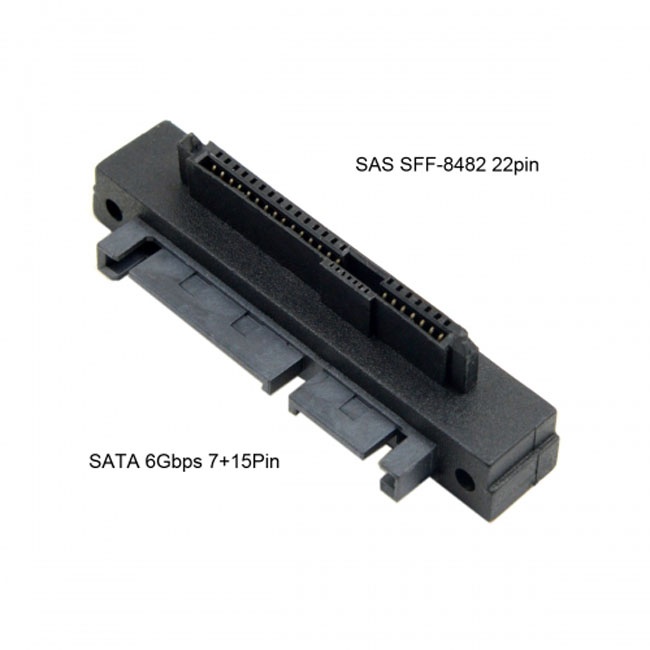 Jimier Right Angled 90 Degree SFF-8482 SAS 22 Pin to 7 Pin + 15 Pin SATA Adapter SF-095