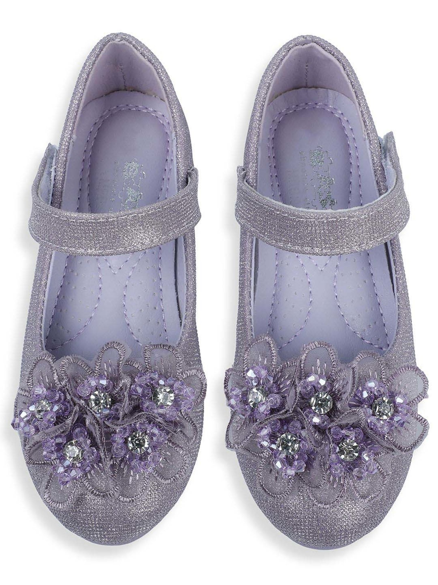 Baby Moo Kids Purple Bash Kids 3D Floral Mary Jane Shoes