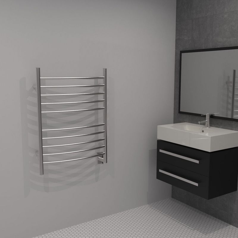 Amba Radiant Hardwired Curved 10 Bar Electric Bathroom Towel Warmer, Brushed