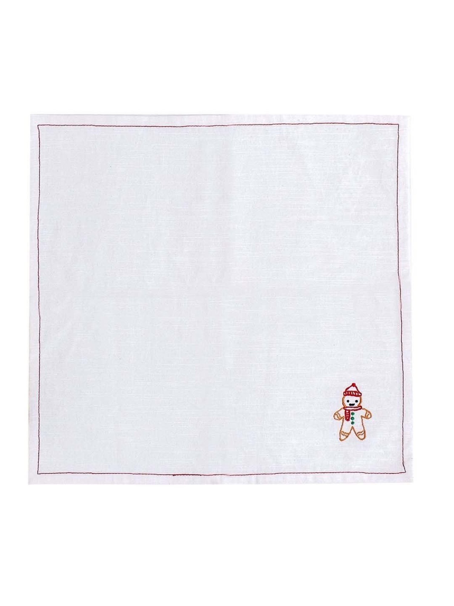 20" White Napkin with Red and Green Tassels Set of 4 pc White - SARO Lifestyle