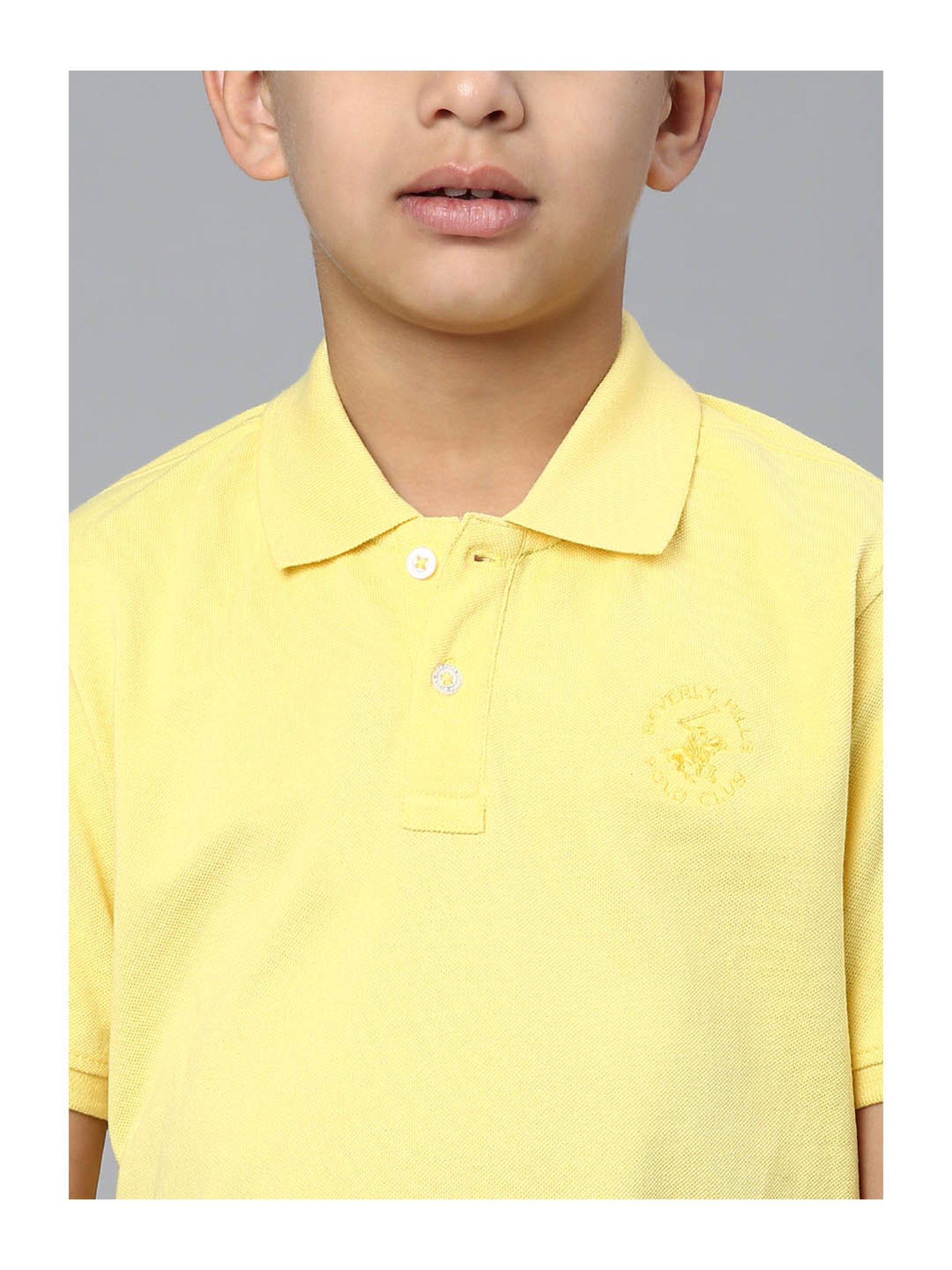 Beverly Hills Polo Club Boys Yellow Solid Polo T-Shirt