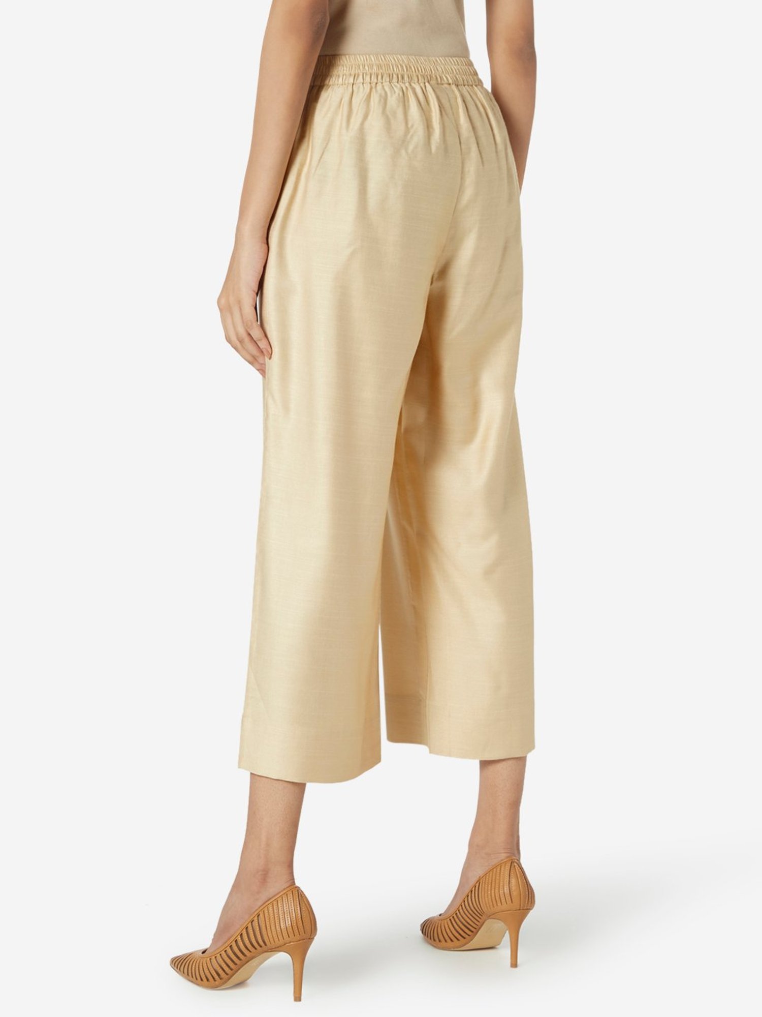 Zuba by Westside Beige Slim Fit Cropped Palazzos